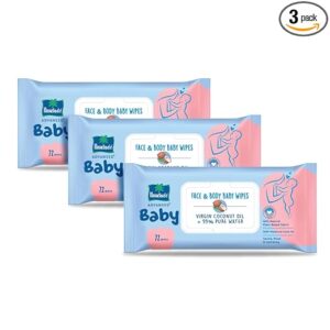 Parachute Advansed Baby | Face & Body Baby Wipes | With Virgin Coconut Oil & 99% Pure Water | 72 wipes * Pack of 3