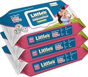 Little's Soft Cleansing Baby Wipes with Lid  80 Wipes x Pack of 2 - 160 Wipes